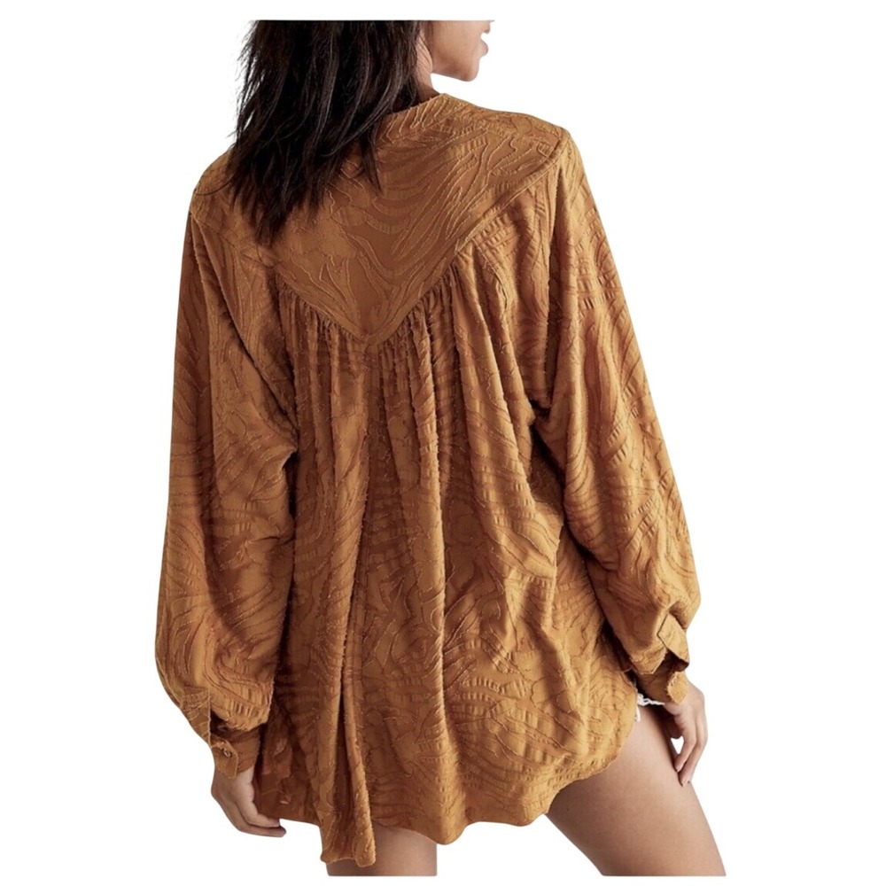 Free People Boho Can't Stop Dreaming Tunic Brown XS OB1429402